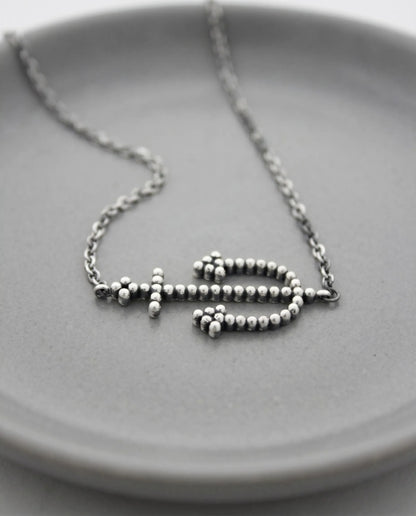 925 Sterling Silver Beaded Anchor Pendant Necklace — Layered Summer Jewelry, Two-Way Wear