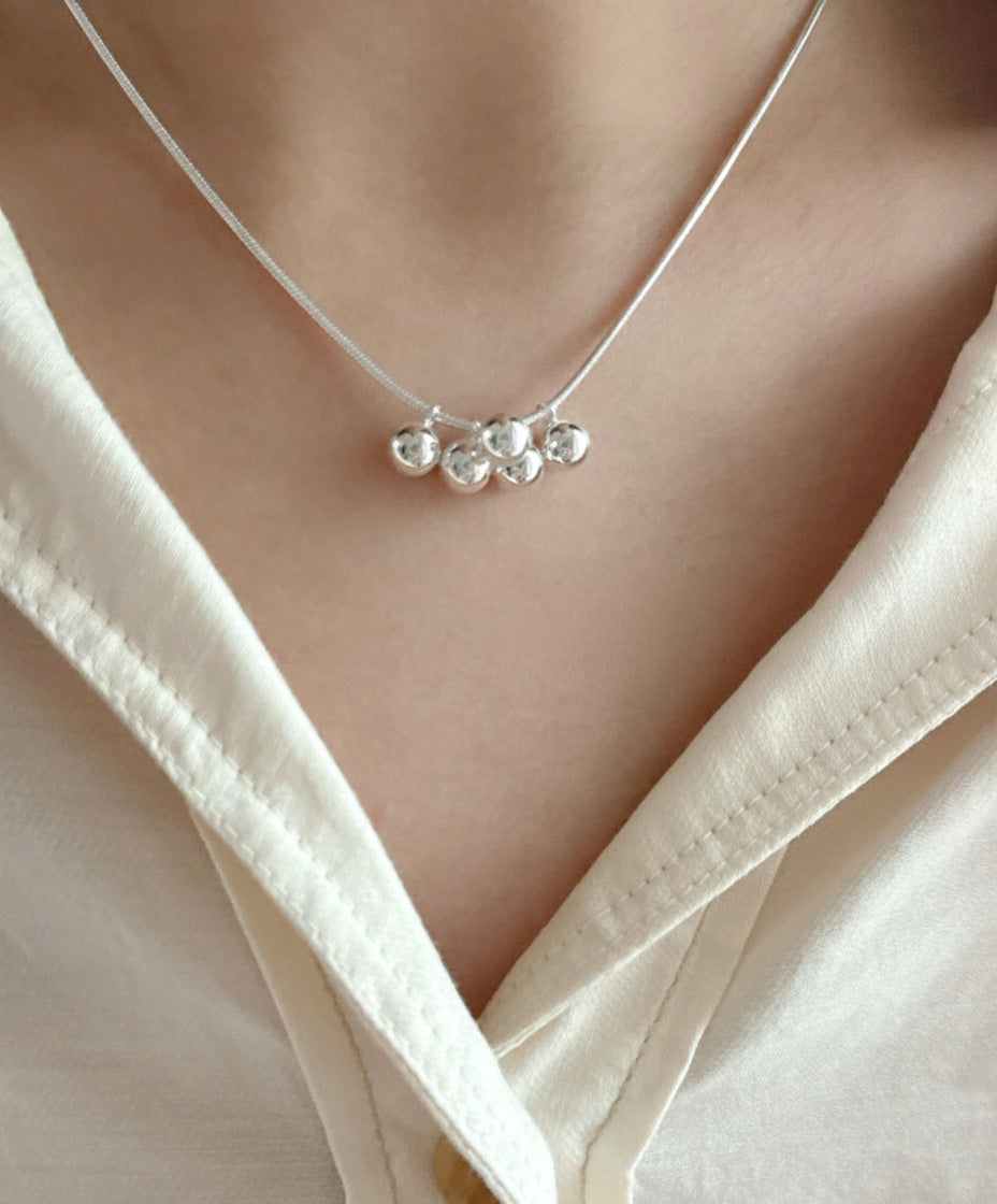 925 Silver Snake Chain 5-Ball Necklace
