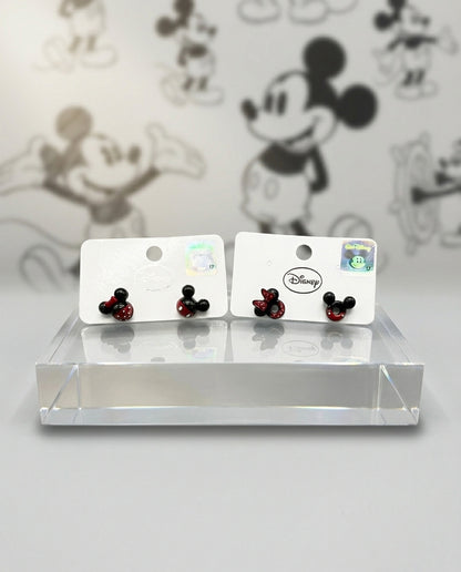 Official Disney licensed Mickey Minnie earrings set with hologram authentication sticker and packaging