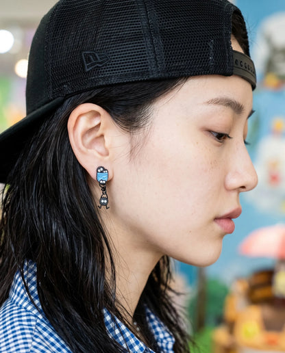 Soot Sprite Mismatched Drop Earrings | Ghibli Kitsch | Silver Post