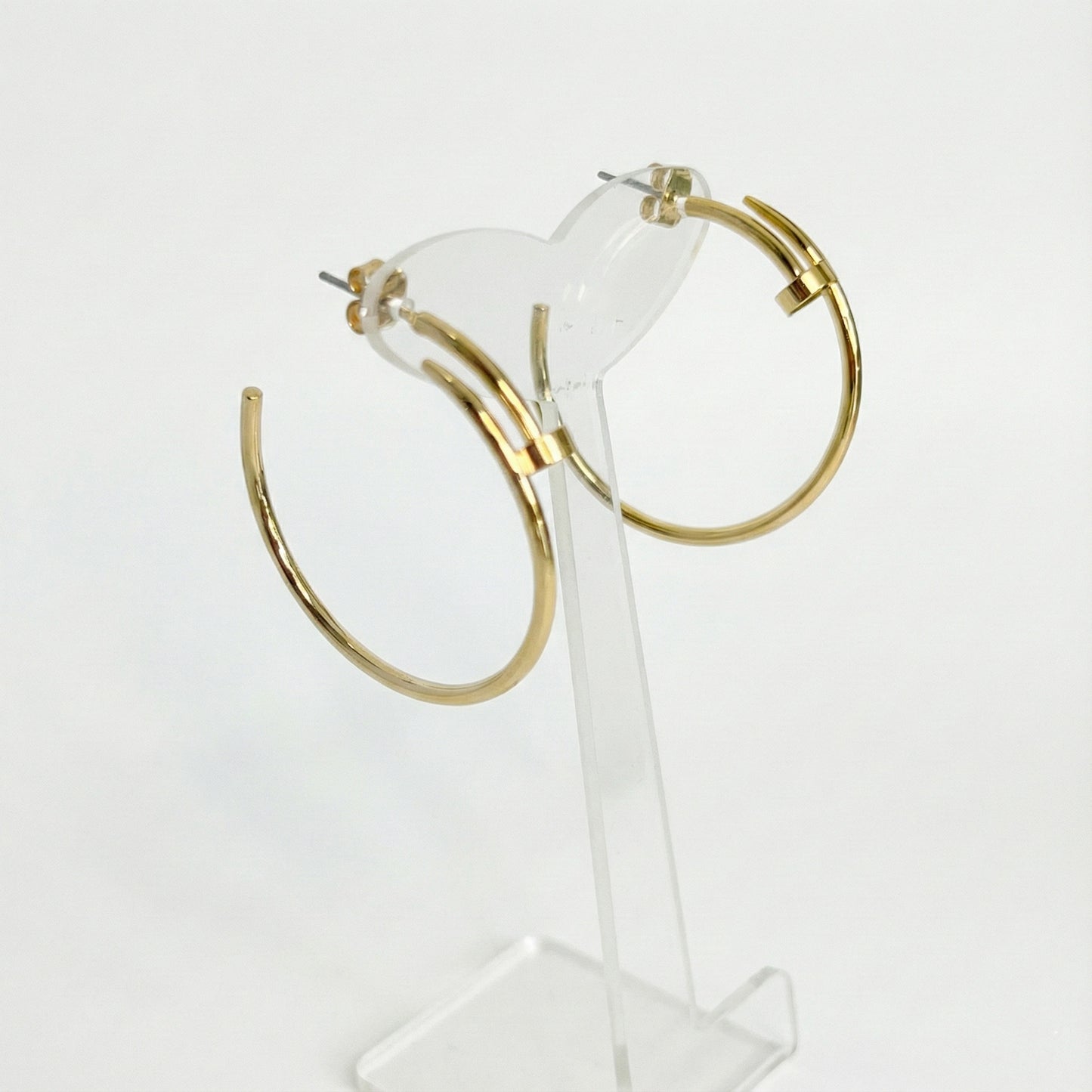 Modern Screw Hoop Earrings | Brass Titanium Posts | Gold Silver Rose Gold