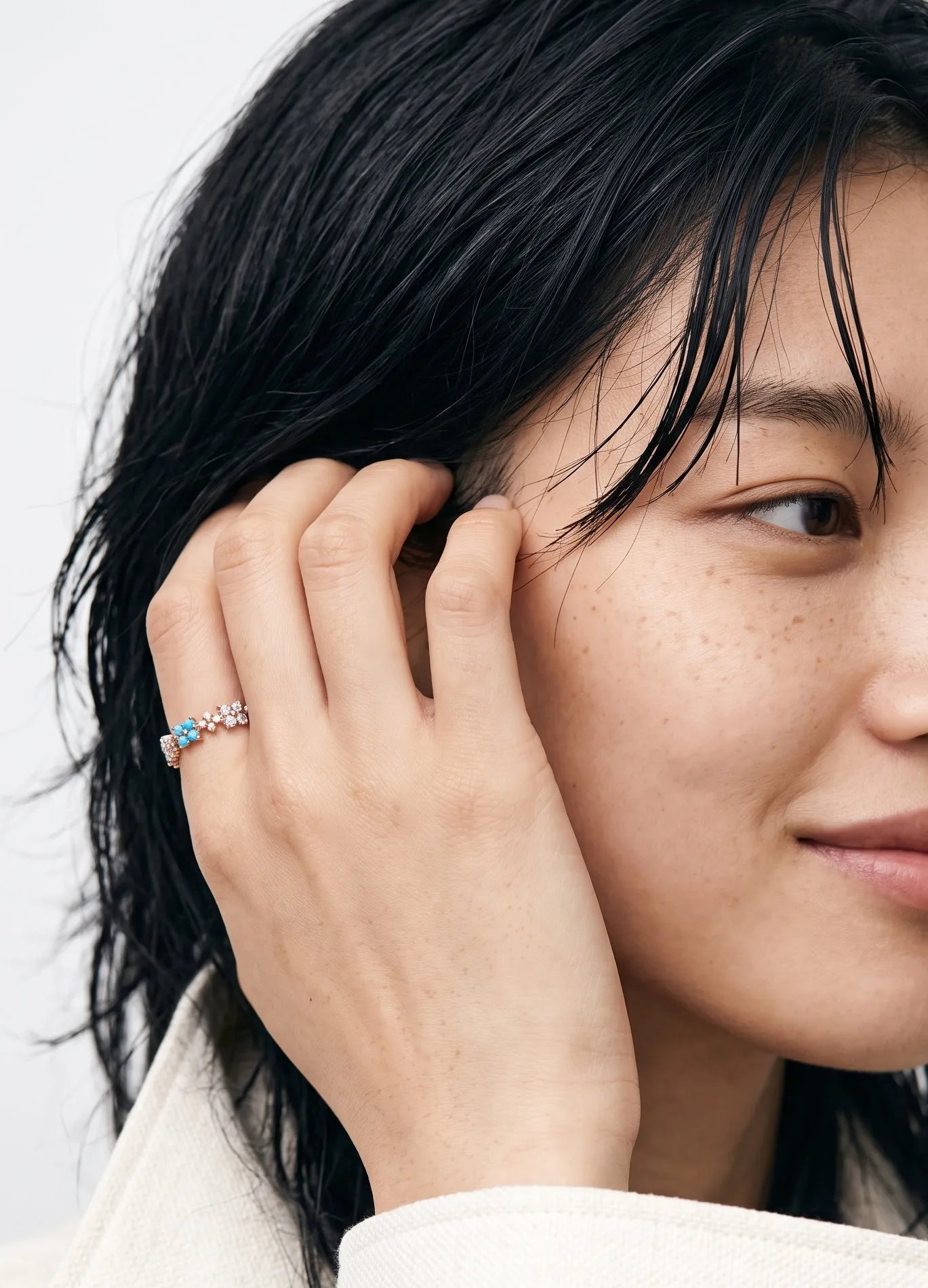 Turquoise Floral Eternity Ring | K-Style Stack