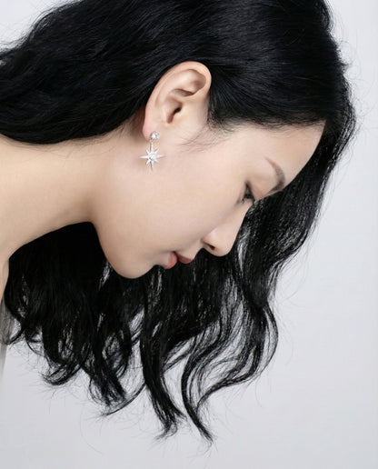 North Star drop earring with cubic zirconia dangling design