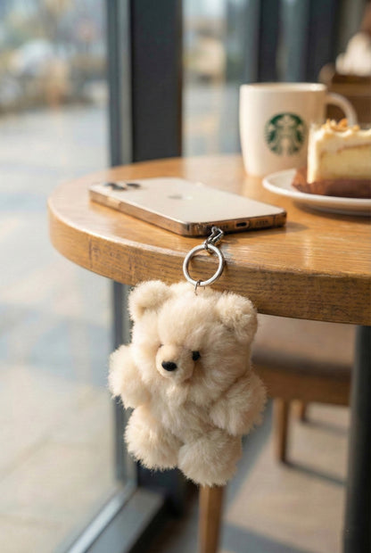 20cm Giant Real Alpaca Fur Teddy Bear Keychain Bag Charm