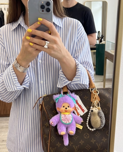 Sweet Lollipop Monchhichi Plush Bag Charm Keychain — Kawaii Y2K Bag Decor