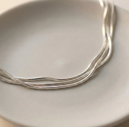 925 Sterling Silver 3-Strand Snake Chain Layered Bracelet – Minimalist Everyday Jewelry