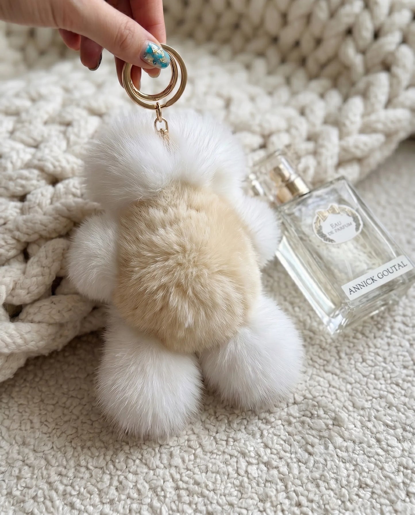 Real Alpaca Teddy Bear Bag Charm Keychain 20cm — Peruvian Fur, Urban Kitsch K-Style
