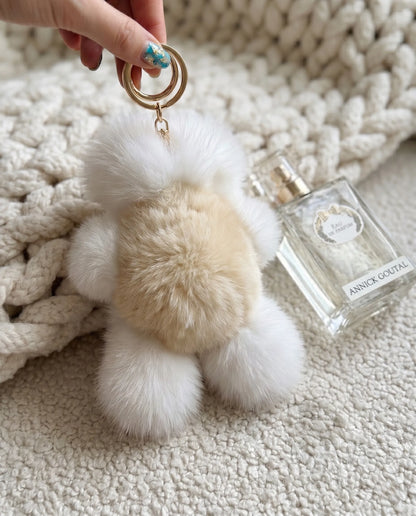 Real Alpaca Teddy Bear Bag Charm Keychain 20cm — Peruvian Fur, Urban Kitsch K-Style
