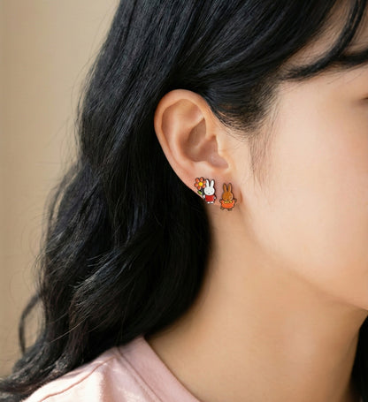 Miffy & Melanie Mismatched Enamel Stud Earrings | 925 Silver Post