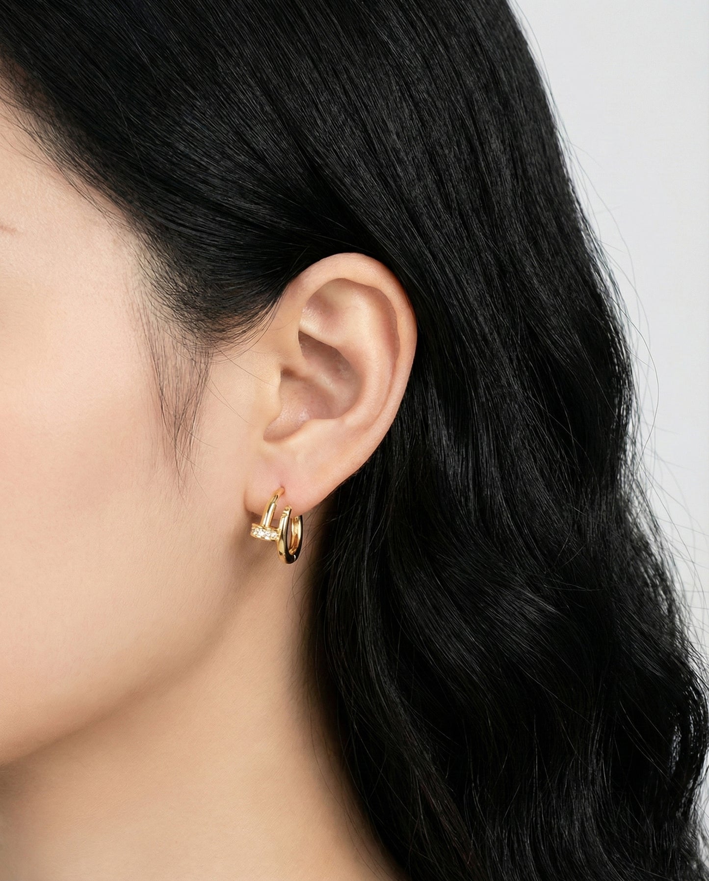 Modern Hinged Hoop Earrings — Smooth or CZ (Gold & Silver)