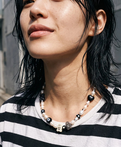 Kitsch Freshwater Pearl Charm Necklace — 8-Ball & Gingerbread Beads