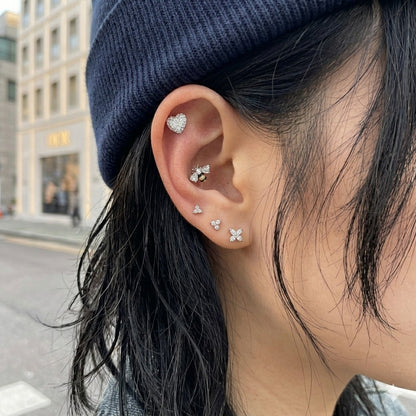 Micro CZ Triangle & Square Surgical Steel Barbell Piercing — 3 Colors