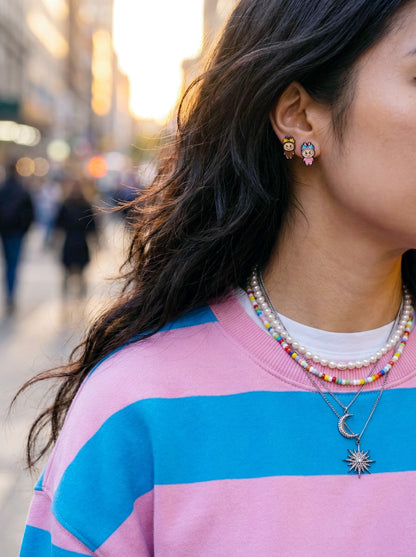 Labubu Mismatched Stud Earrings | Sterling Silver Posts Handmade