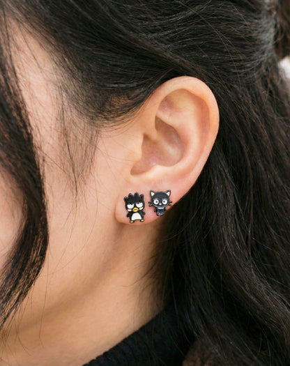 Cute Badtz-Maru & Chococat Mismatched Stud Earrings - Silver Post