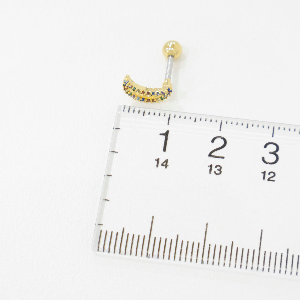 Rainbow CZ Star & Moon Piercing — Cartilage Helix Stud | Gold Silver Rose Gold