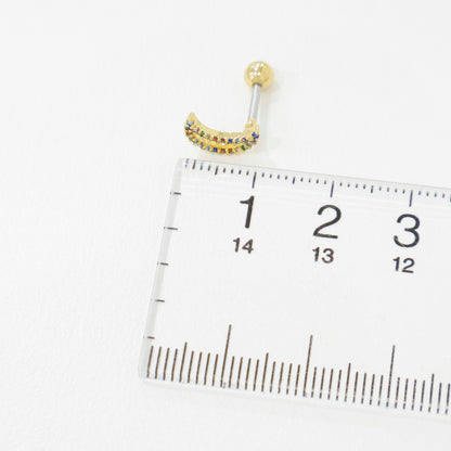 Rainbow CZ Star & Moon Piercing — Cartilage Helix Stud | Gold Silver Rose Gold