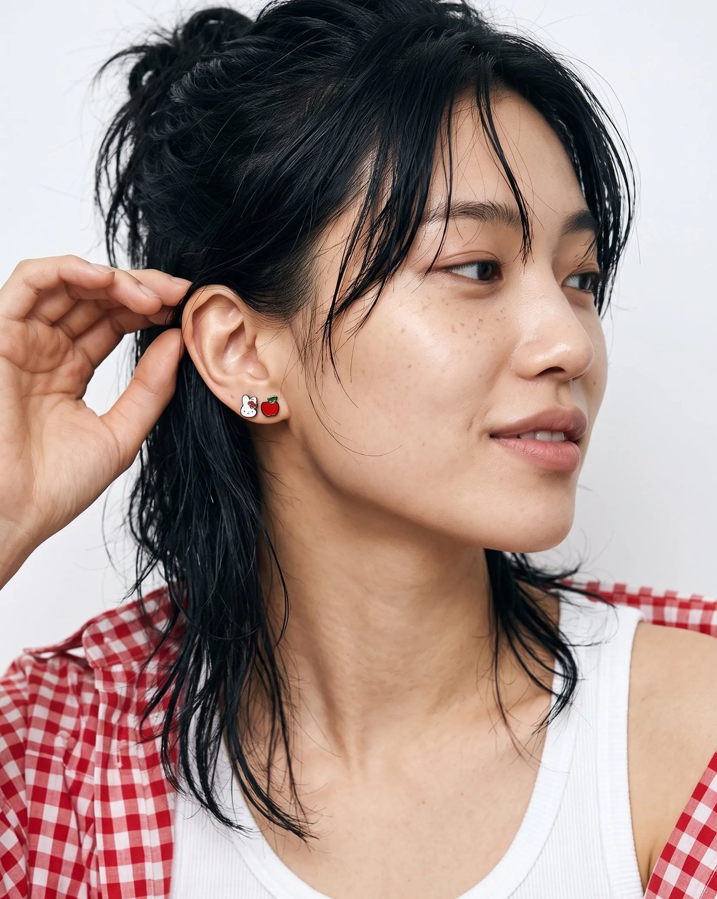 Miffy & Boris Brass Enamel Stud Earrings, 4-Piece Set