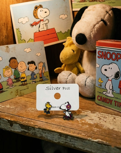 Snoopy & Woodstock Roller Skate Two-Way Earring Set | 925 Silver | Korea