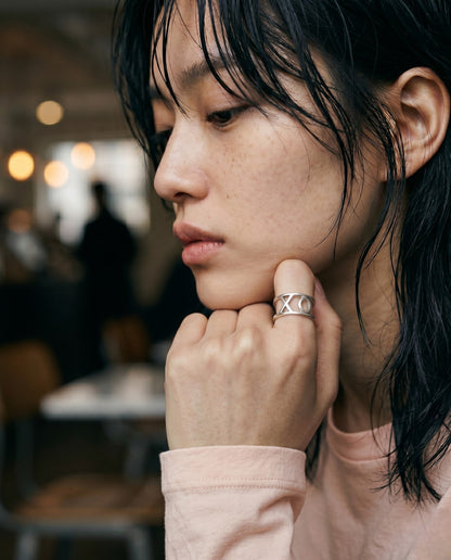 Chunky XO 925 Sterling Silver Bold Wide Band Ring | Handmade Korea