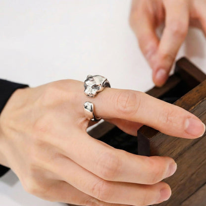 Panther jaguar ring 3.75g worn on thumb showing bold statement jewelry style on hand