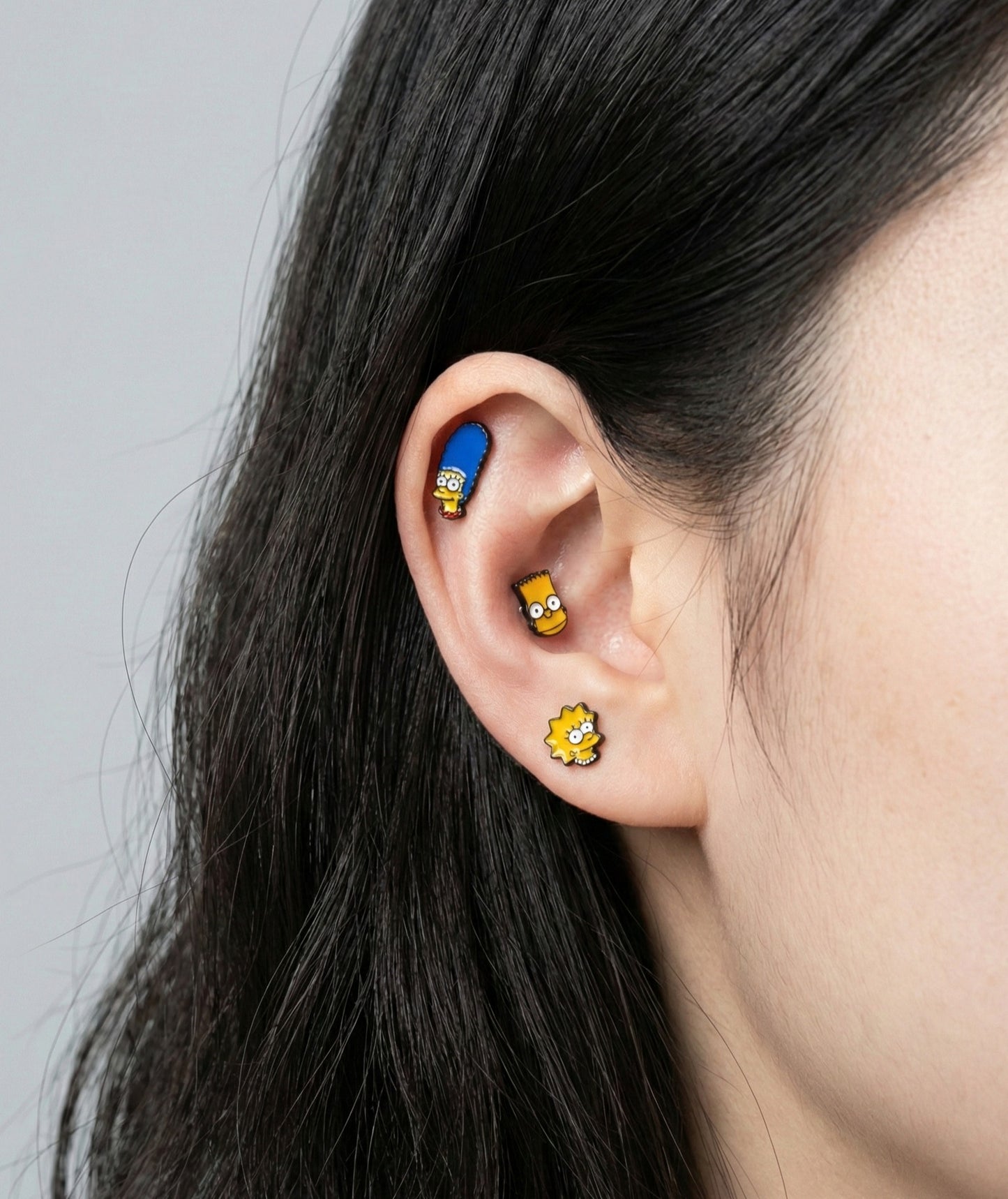 The Simpsons Mini Stud Earrings - Surgical Steel Cartilage Piercing (Handmade in Korea)