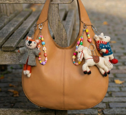2026 Year of Horse Wool Felt Animal Keychain - Handmade Nepal