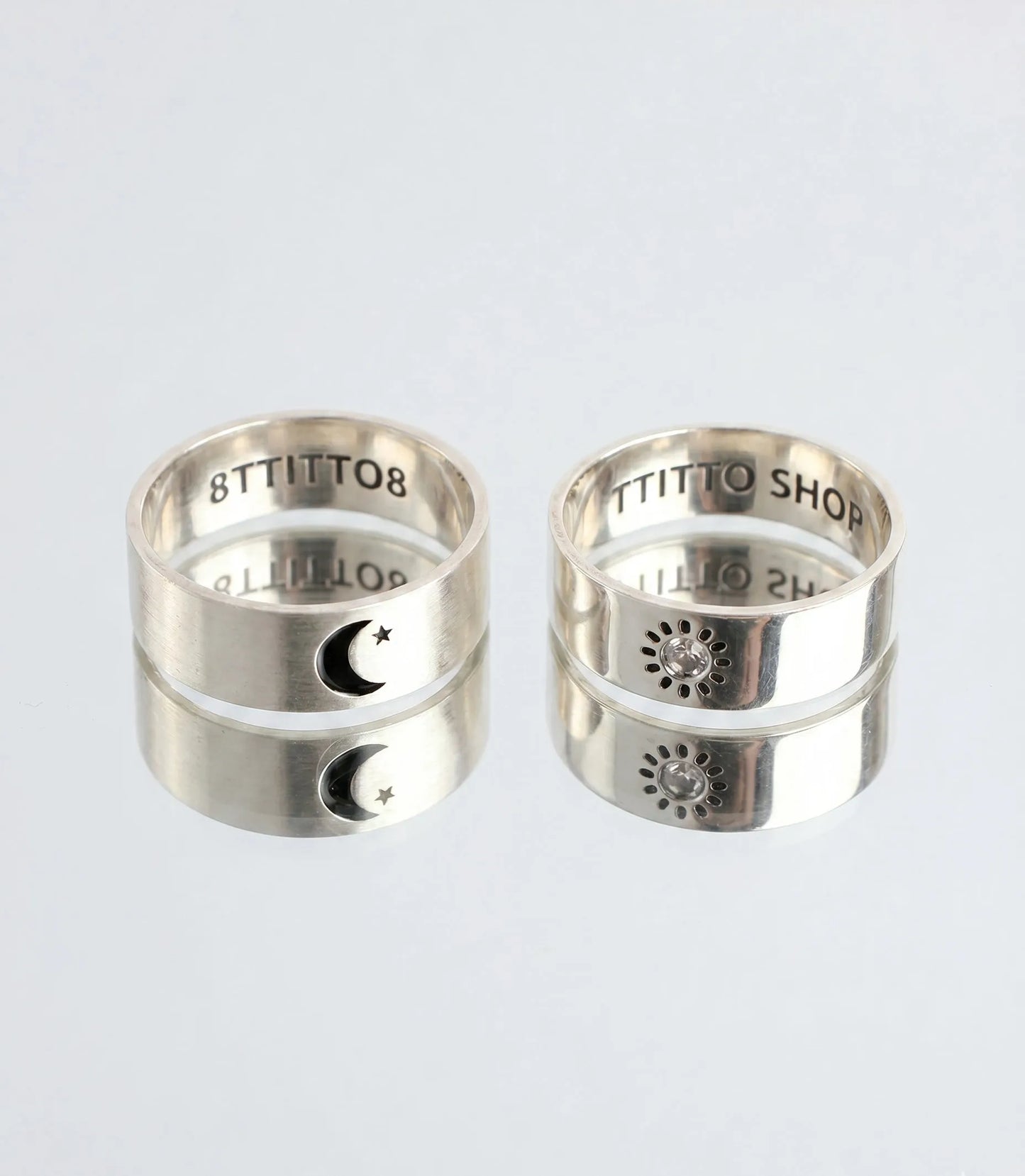 Sun & Moon Promise Ring — 925 Silver | Matching Set