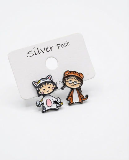 Complete Maruko and Tamae 2-way drop earring set with silver post packaging