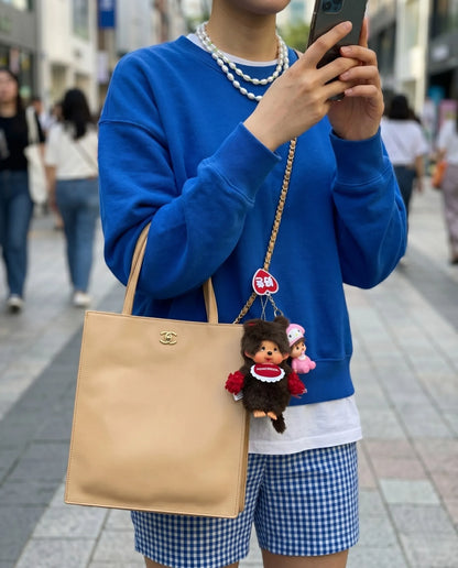 Monchhichi Cheerleader Plush Keychain Bag Charm | Yellow & Red