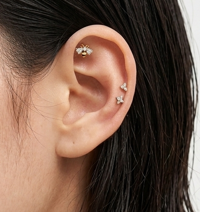 Bumblebee CZ Enamel Cartilage Piercing Stud – Surgical Steel (Single)