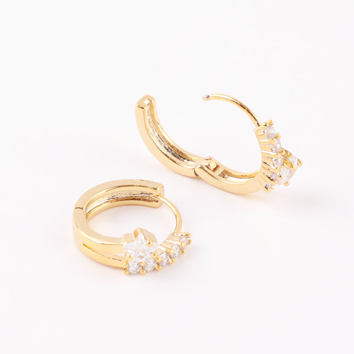 Star CZ Double-Row Huggie Hoop Earrings – Gold, Silver & Rose Gold