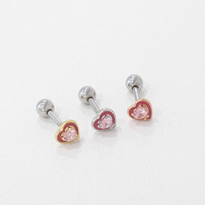 Sweetheart Crystal Barbell Stud Earrings – Ocean Blue & Blush Pink