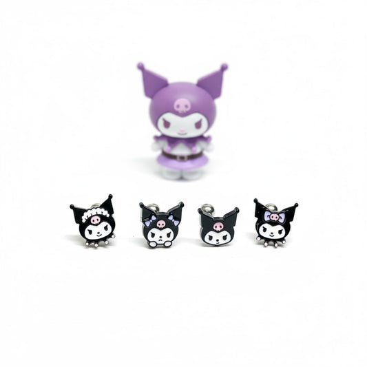 Kuromi surgical steel mini piercing 4 designs - Ribbon, Double Bows, Classic, and Lace styles with Sanrio character figure