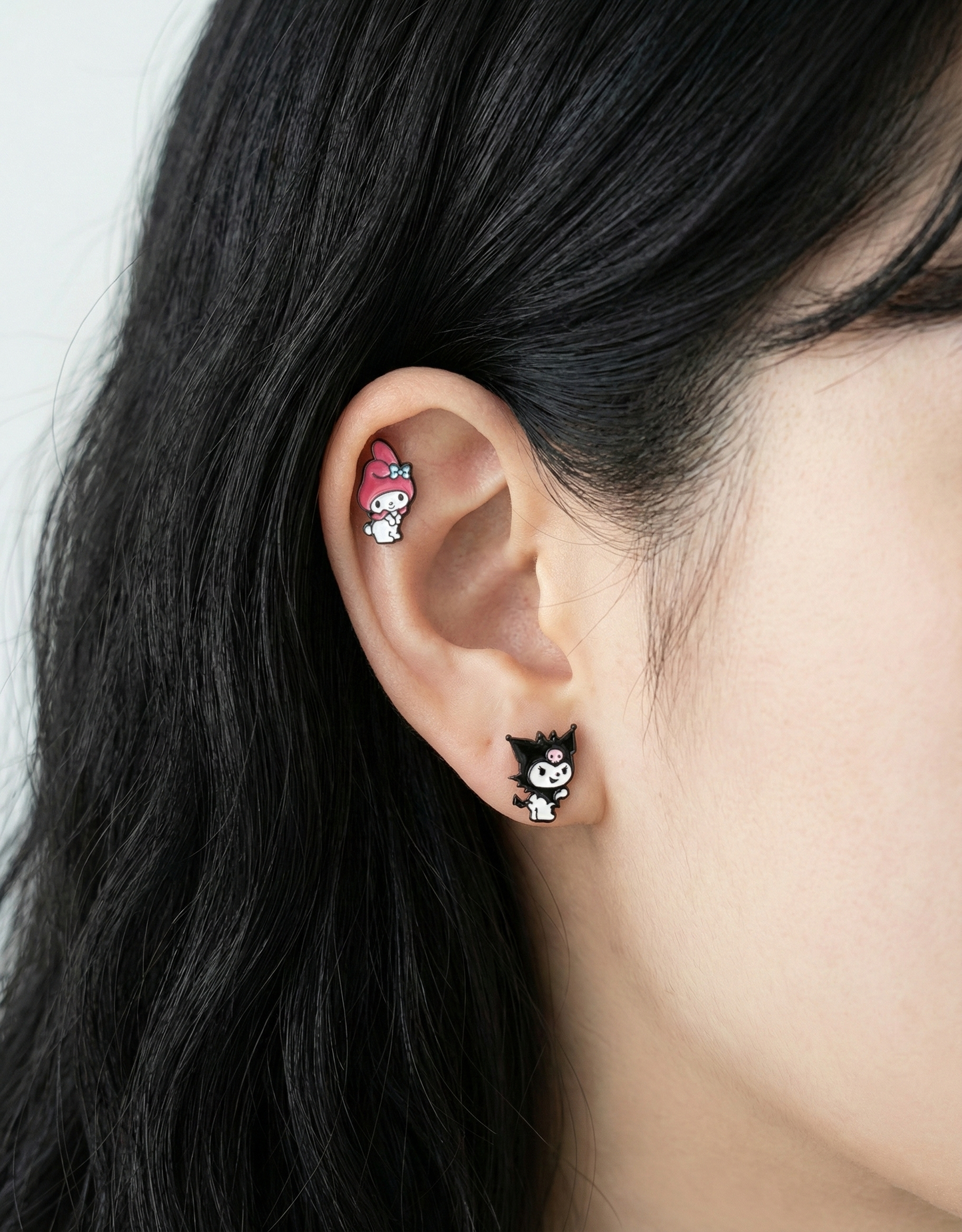 My Melody Inspired Surgical Steel Barbell Stud Earrings Handmade Korea Kawaii Sanrio