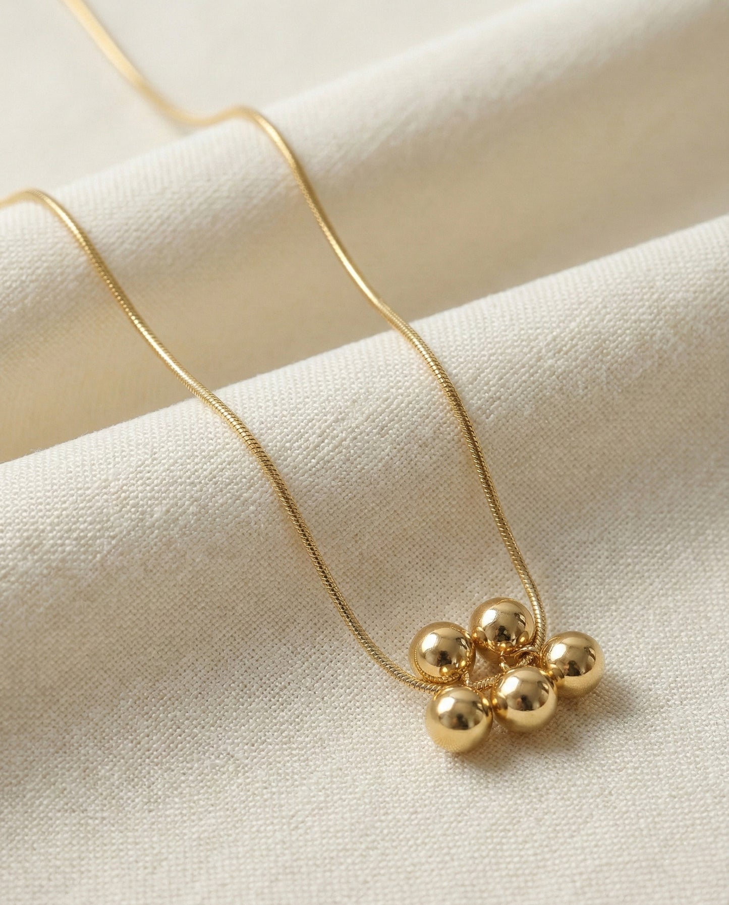 925 Silver Snake Chain 5-Ball Necklace