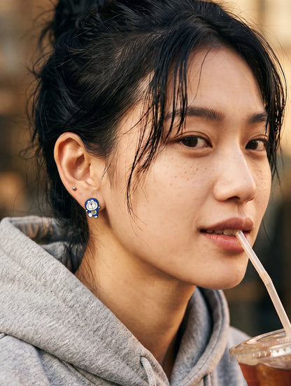 Doraemon & Dorami Mismatched Studs — Handmade in Korea