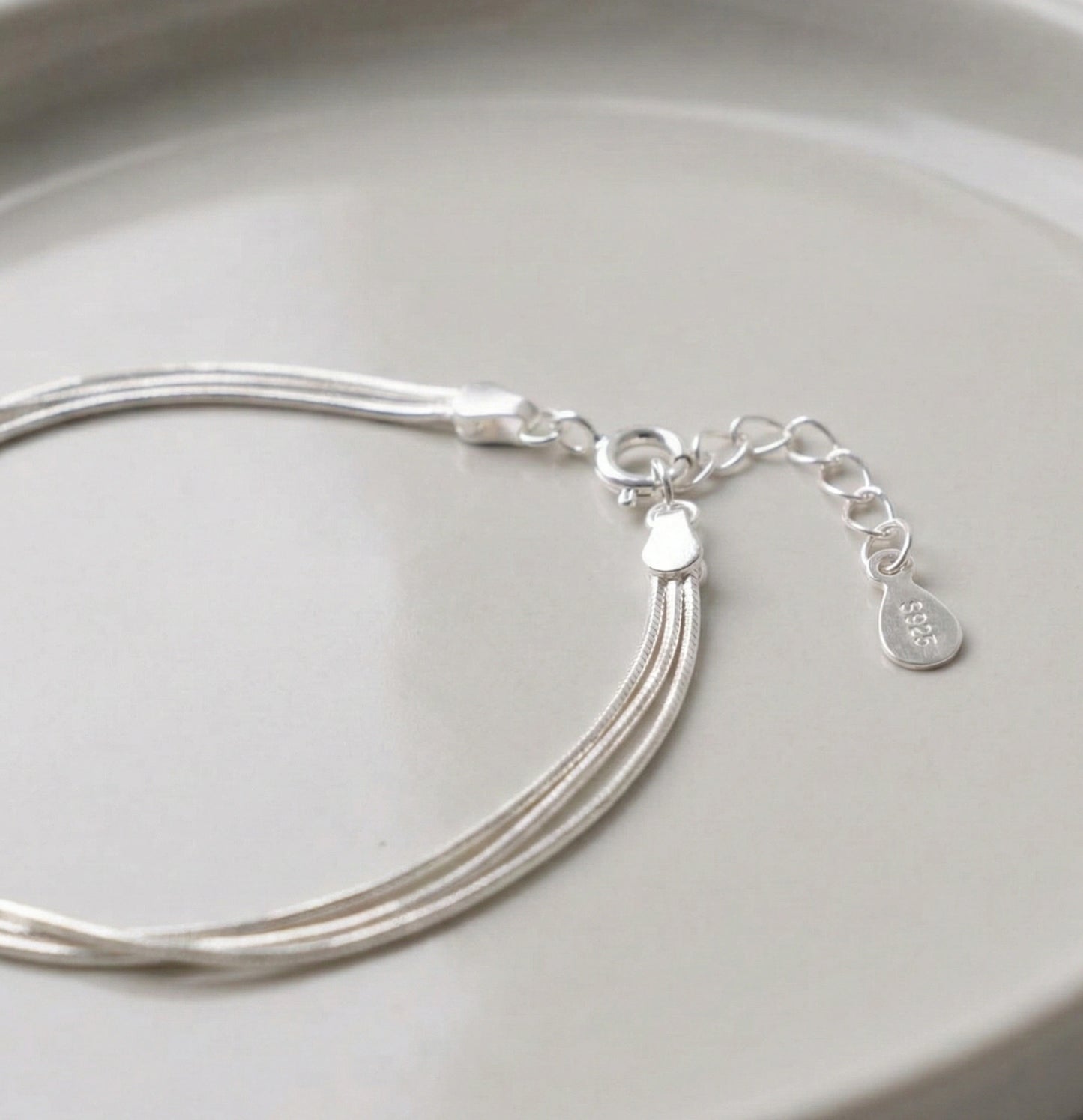 925 Sterling Silver 3-Strand Snake Chain Layered Bracelet – Minimalist Everyday Jewelry