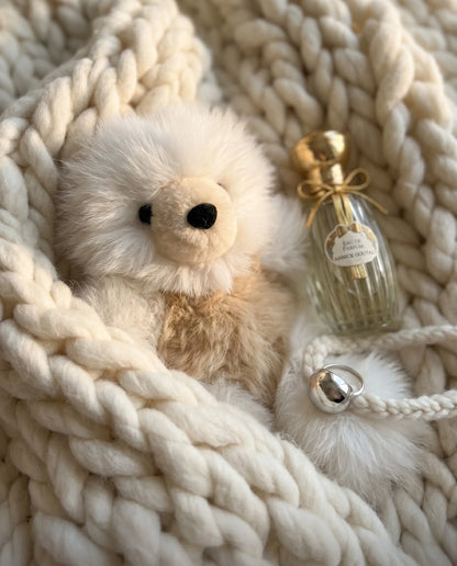 Real Alpaca Teddy Bear Bag Charm Keychain 20cm — Peruvian Fur, Urban Kitsch K-Style
