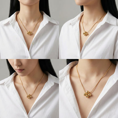 925 Silver Snake Chain 5-Ball Necklace