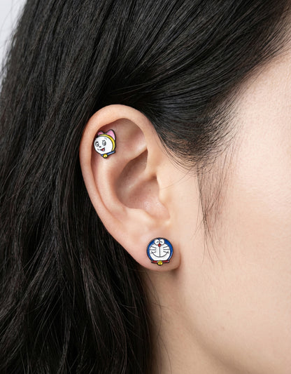 Doraemon & Dorami Surgical Steel Piercing Studs - Hypoallergenic Anime Earrings Made in Korea