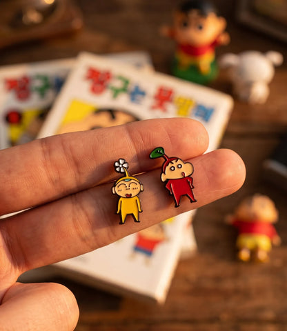 Crayon Shin-chan Mismatch Earrings — The K-Style Staple