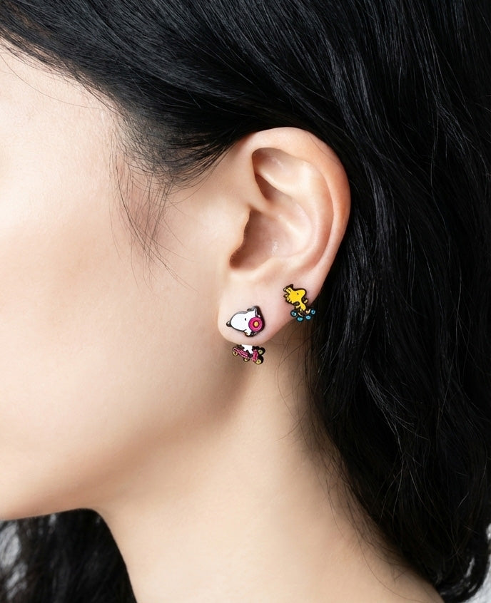 Snoopy & Woodstock Roller Skate Two-Way Earring Set | 925 Silver | Korea