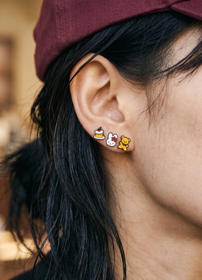 Miffy & Boris Brass Enamel Stud Earrings, 4-Piece Set