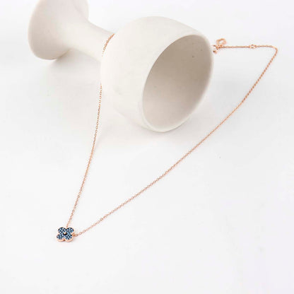Four leaf clover necklace with adjustable chain, 925 silver rose gold plated