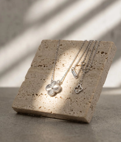925 Silver Milgrain Clover Necklace — Made in Korea
