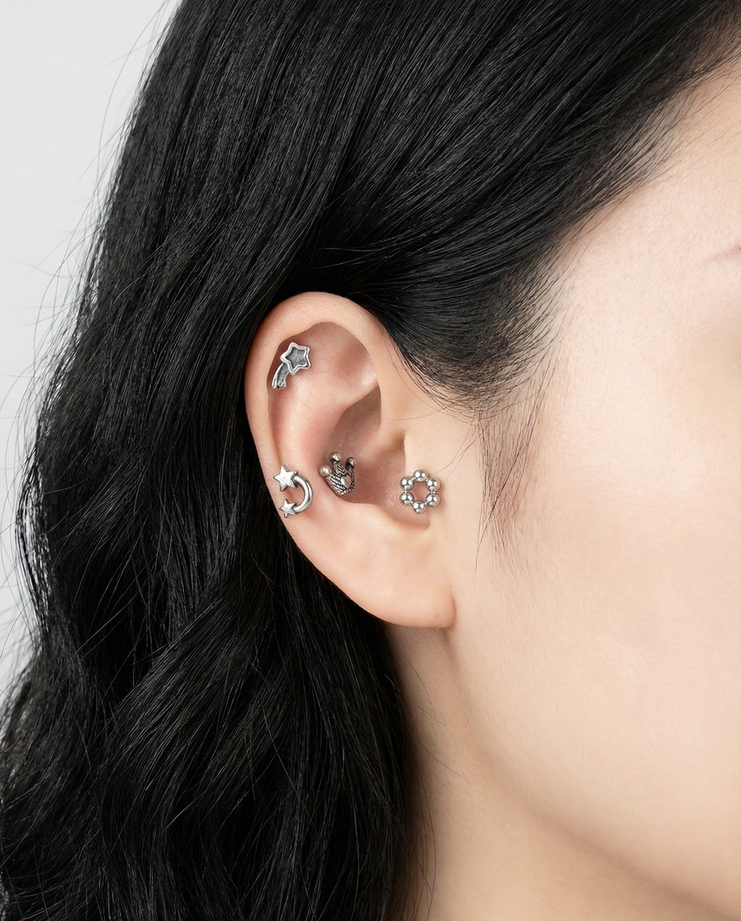 Surgical Steel Antique Piercing - 6 Designs Star Moon Paw Crown | Cartilage Helix Tragus Stud