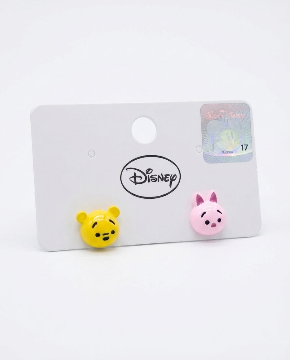 Winnie the Pooh earring set - Pooh and Piglet Tsum Tsum studs on official Disney packaging