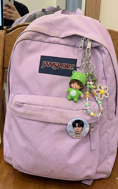 Cute Frog Baby Doll Keychain Bag Charm – Kawaii Y2K Backpack & Purse Accessory with Crystal Beads & Heart