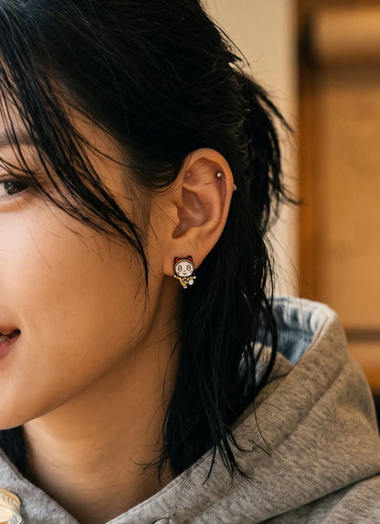 Doraemon & Dorami Mismatched Studs — Handmade in Korea