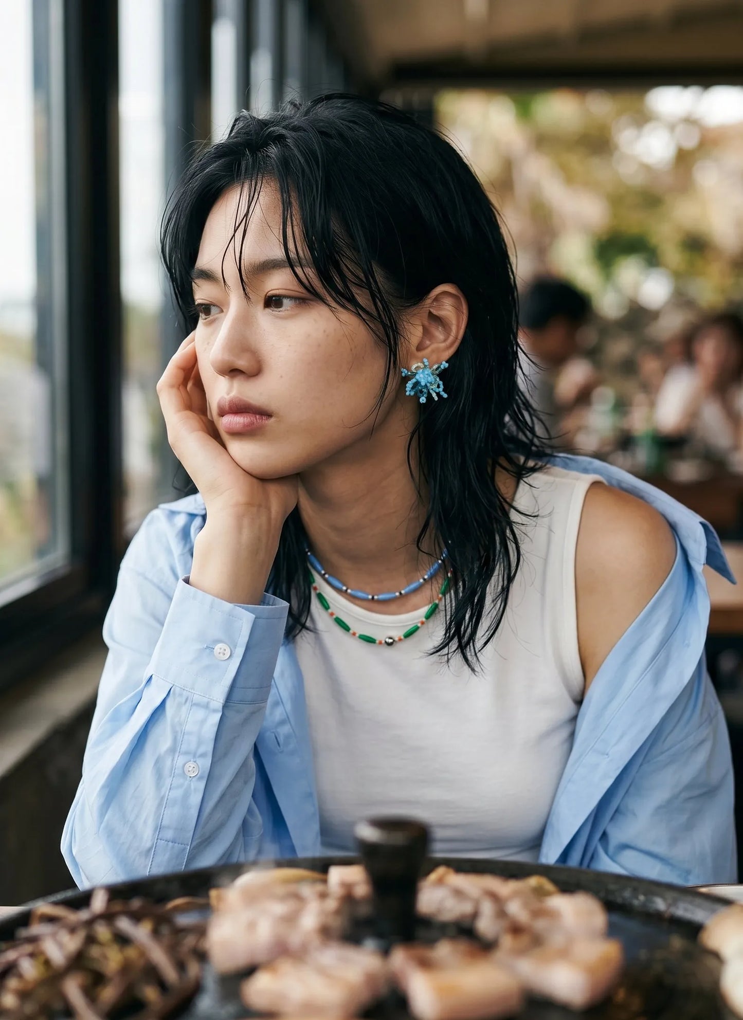 Sky Bloom Crystal Jelly Flower Bead Earrings | K-Style Handmade